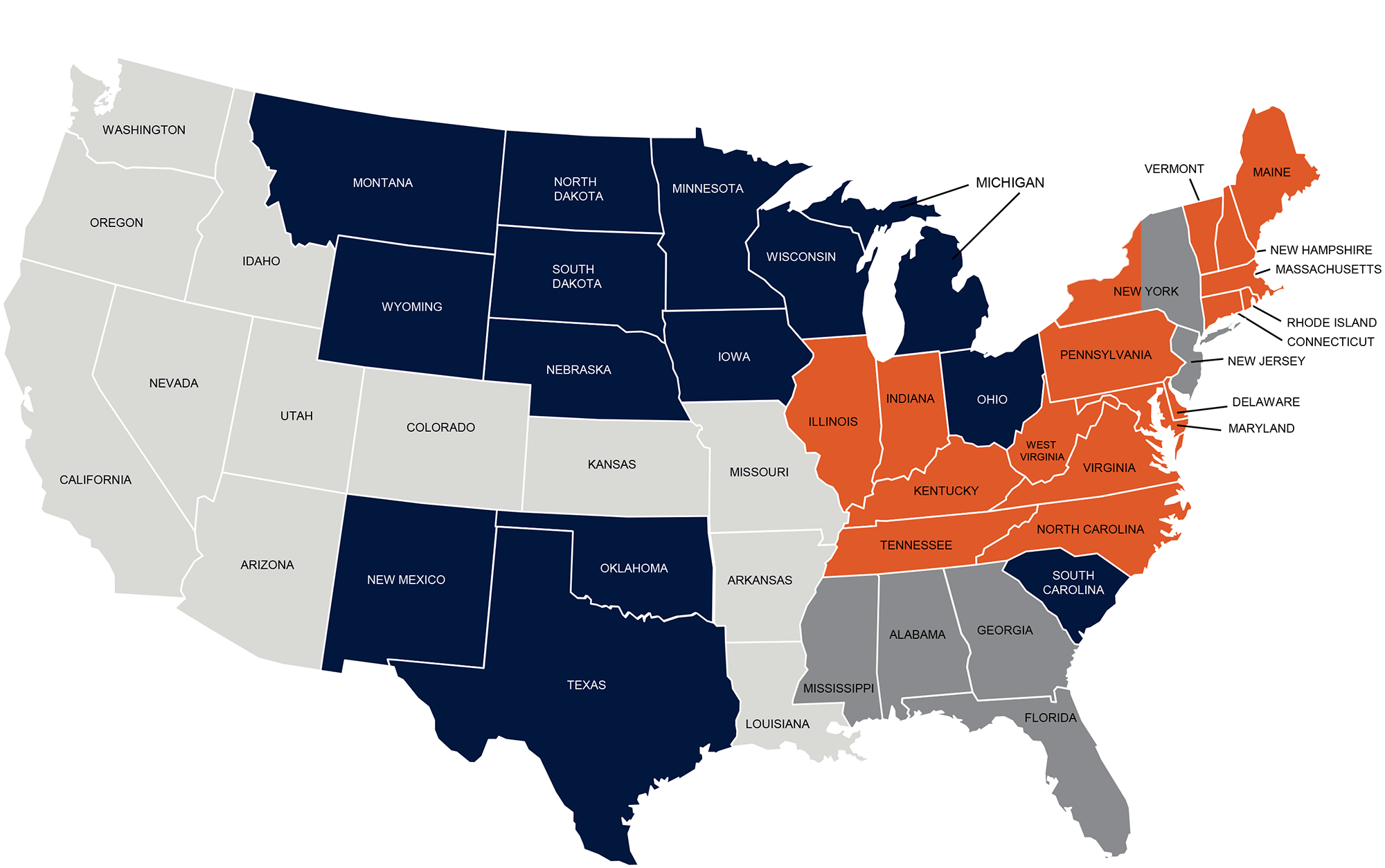 2022 HCA US Map TPO States Shaded 